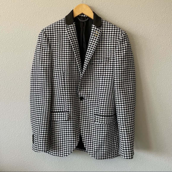 Topman Roe Skinny Fit Houndstooth Suit Jacket - Picture 2 of 16